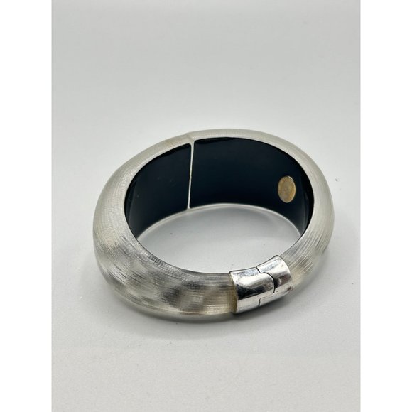 Alexis Bittar Clamper Bracelet Thick Wide Bangle Frosted Lucite Designer Signed - Picture 5 of 13